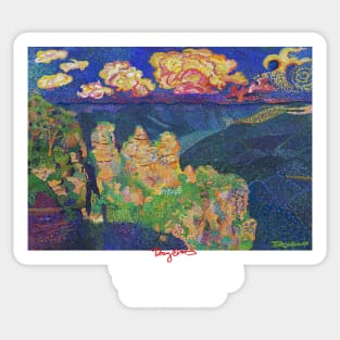 The 3 Sisters, Blue mountains (white text) Sticker